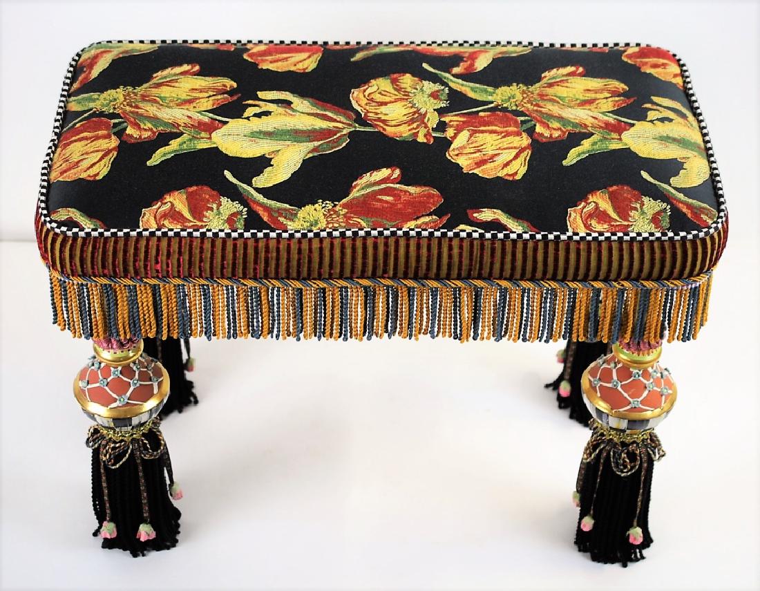MacKenzie Childs Upholstered Tulip Tassel Bench (1 of 5)