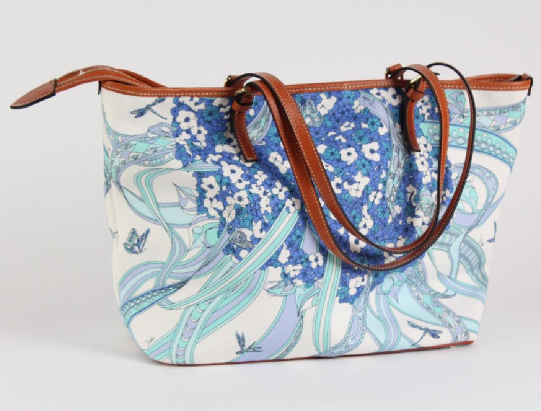 Emilio Pucci Floral Print Canvas Tote Bag Purse (1 of 9)