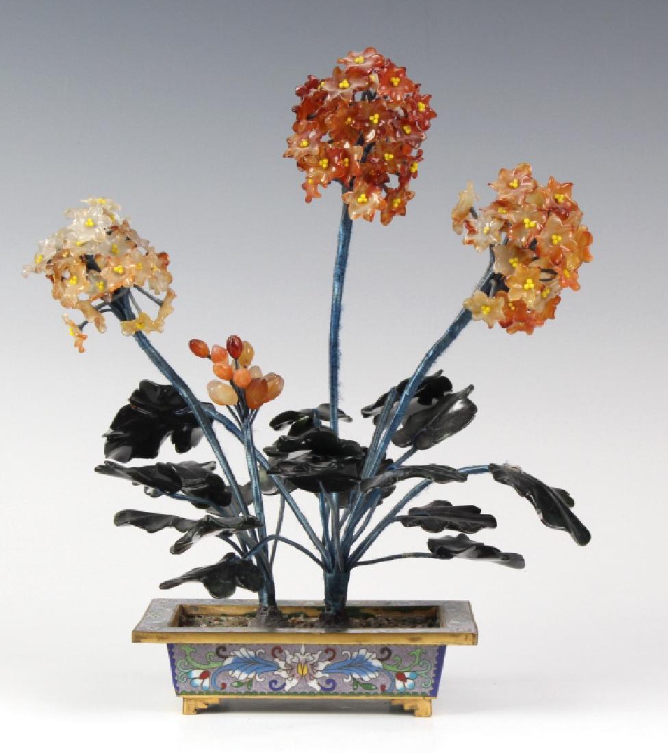Chinese Export Carnelian Jade Cloisonne Flower Pot (1 of 6)