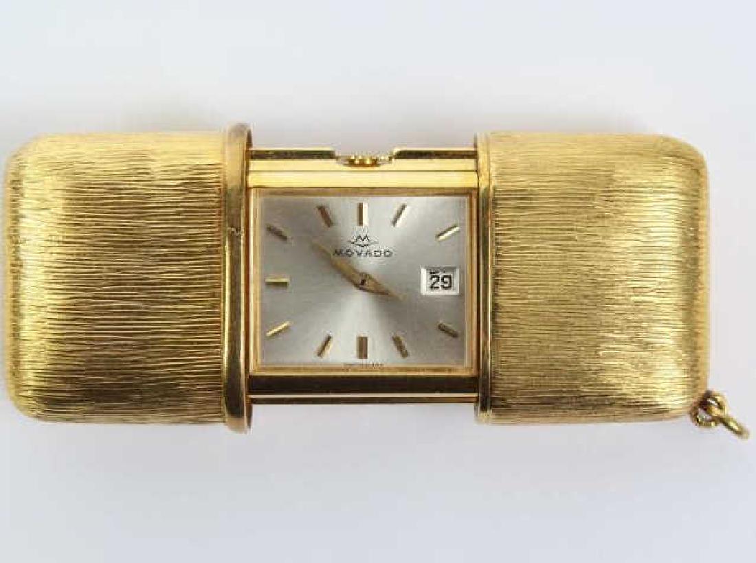 MOVADO 18k Gold Travel Pendant Pocket Watch Clock (1 of 6)