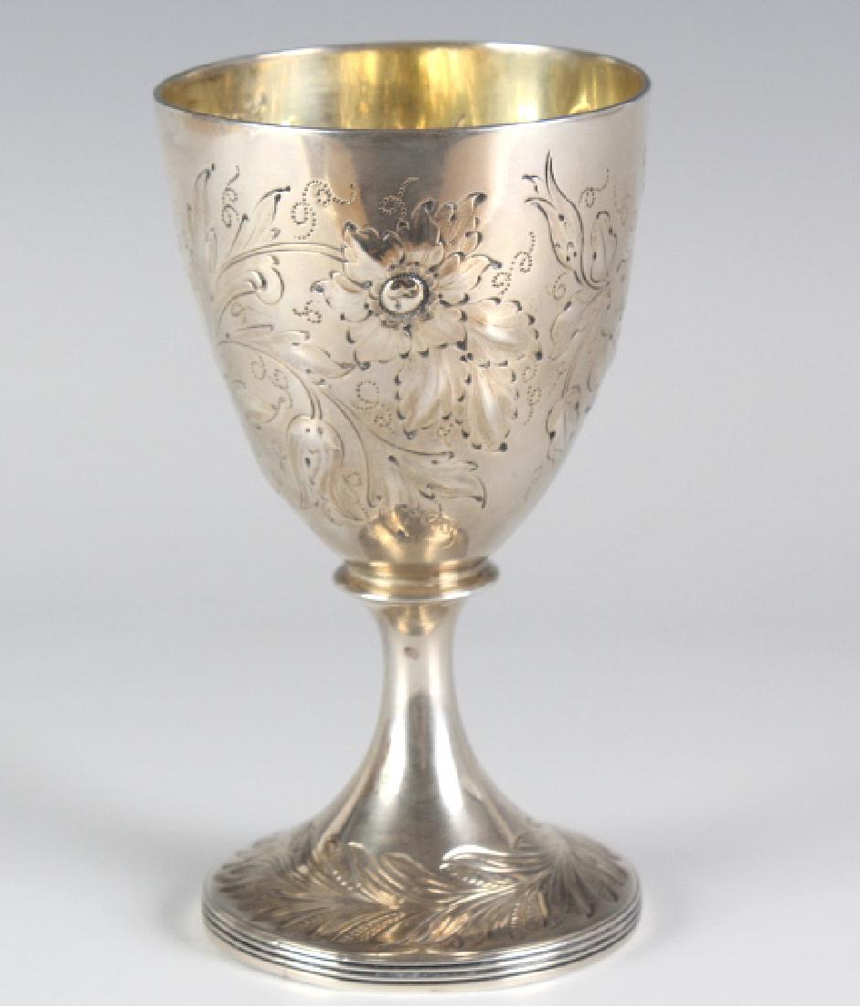 Antique English 18c Sterling Silver Footed Goblet (1 of 6)