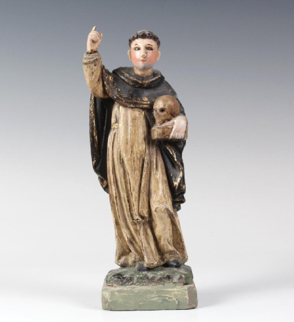 Antique Spanish Colonial Tonsured Monk Santos (1 of 5)