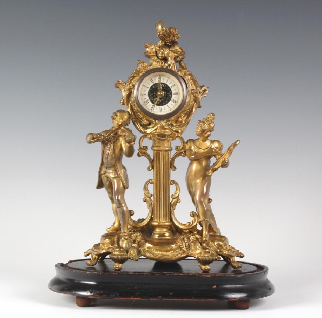 Antique German Dore Gilt Bronze Mantle Clock (1 of 6)