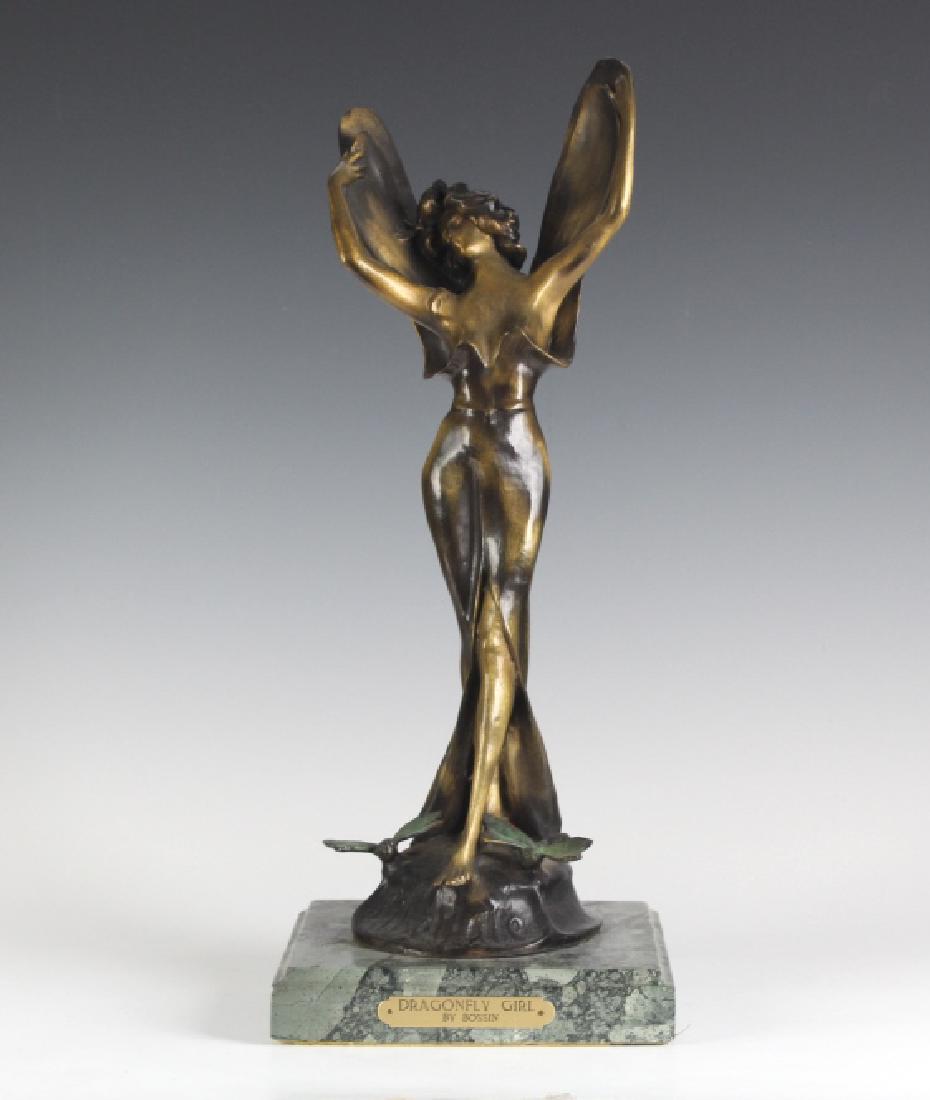 L Bossin Bronze Libellule Dragonfly Girl Sculpture (1 of 8)