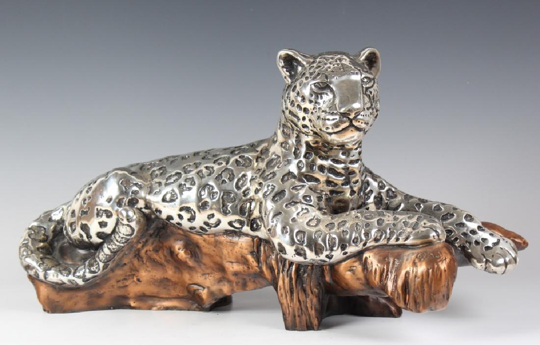 D'Argenta Silver Leopard Cat Branch LE Sculpture