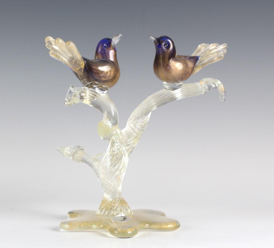 VTG Murano Italy Cobalt Blue & Gold Glass Doves (1 of 6)