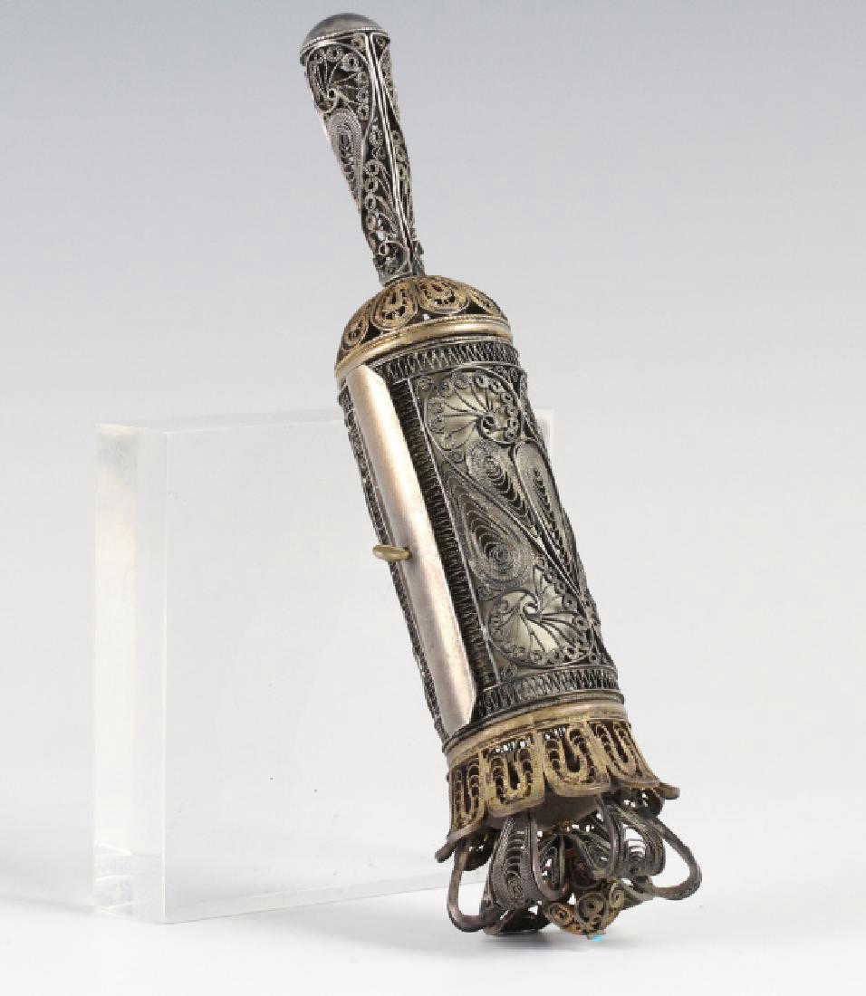OLD Judaica Silver Filigree Megillah Scroll Holder