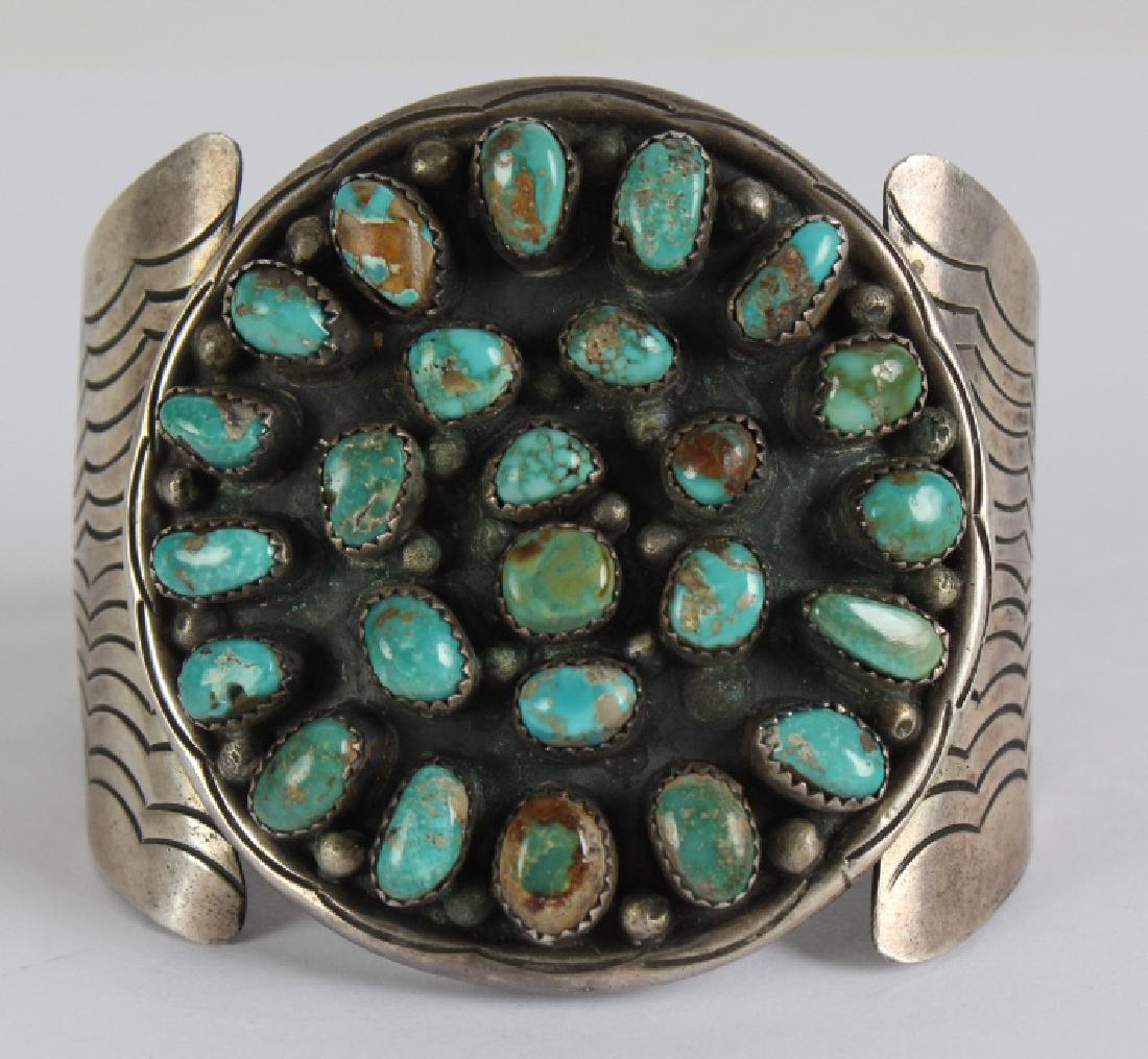 Old Pawn Navajo Turquoise Sterling Silver Bracelet (1 of 6)