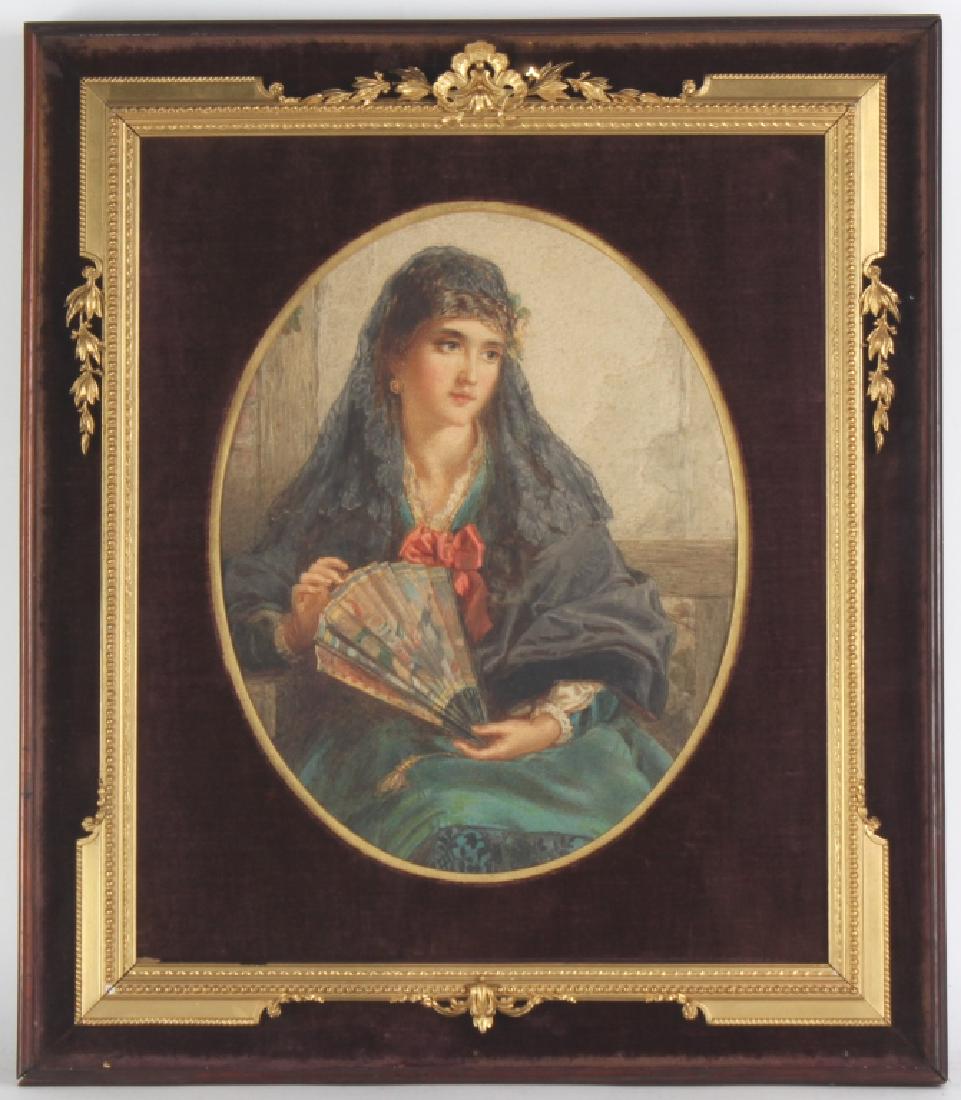 Antique H (Mrs) Champion Portrait of Spanish Lady (1 of 6)
