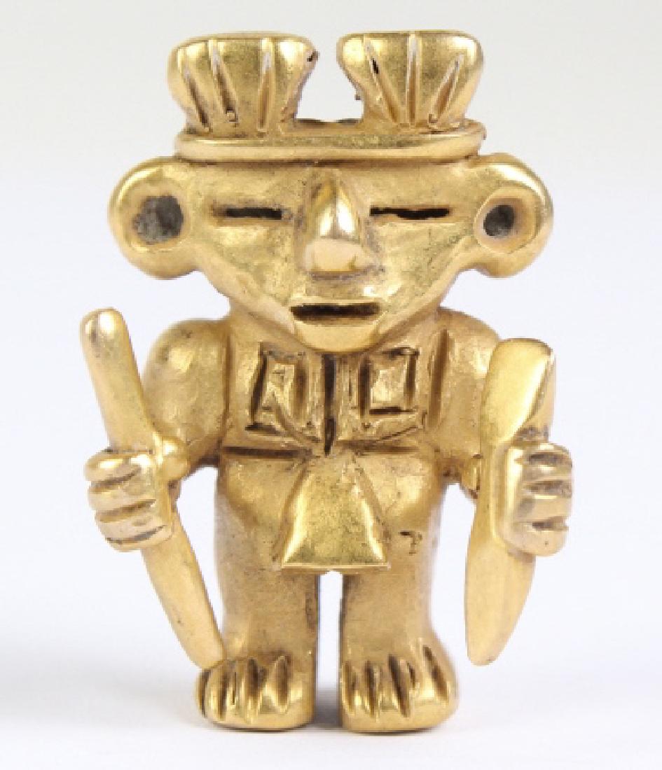 Pre Columbian 79% Gold Figural Man Pendant (1 of 5)