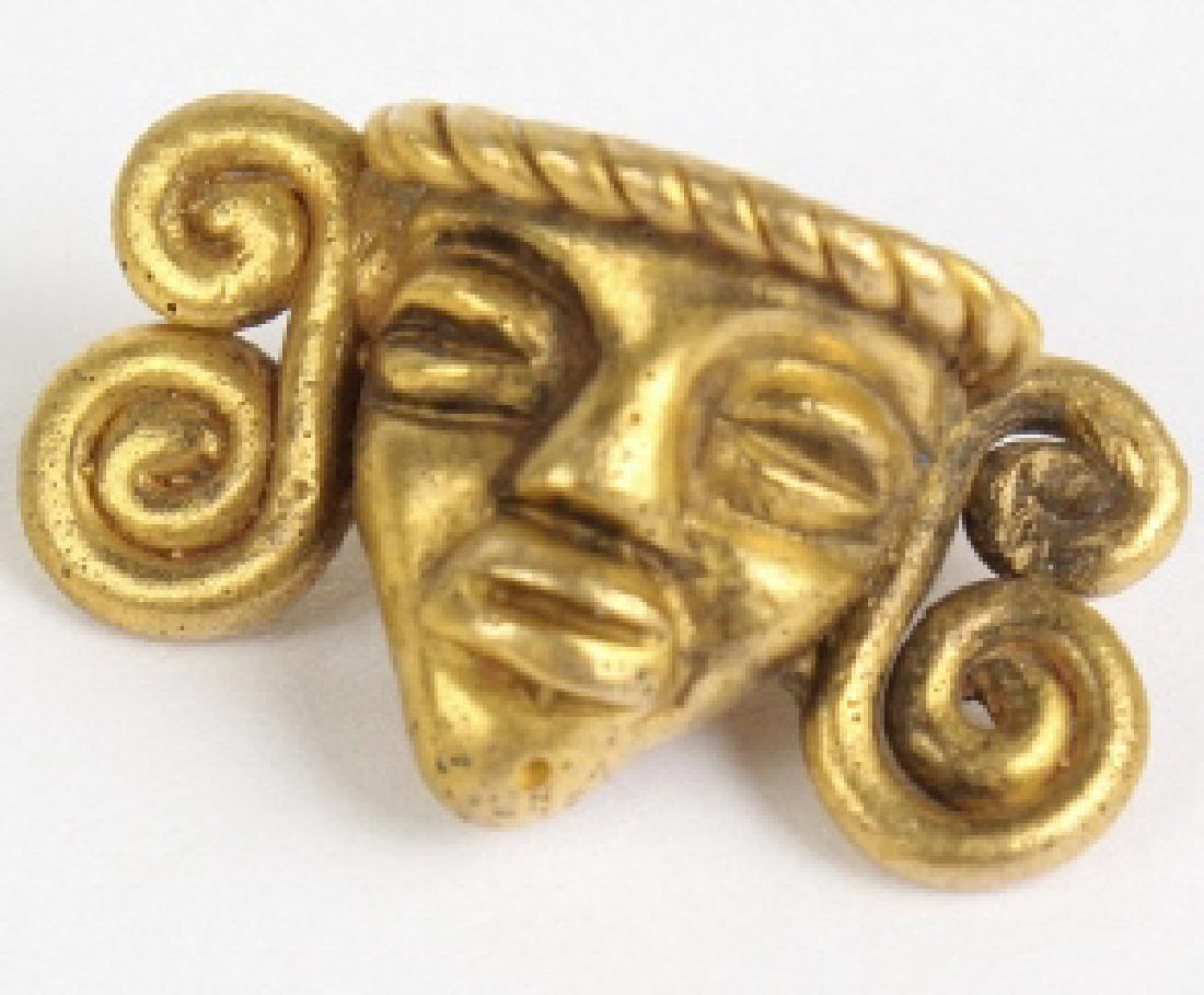 Pre Columbian 76% Gold Face Mask Figural Pendant (1 of 5)