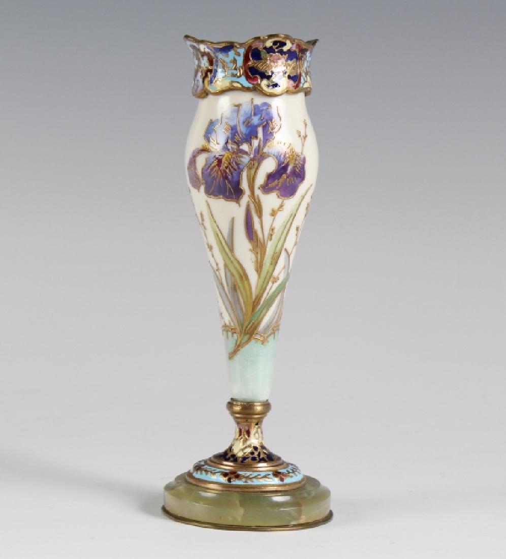 French Champleve Enamel Bronze Sevres Style Vase (1 of 8)
