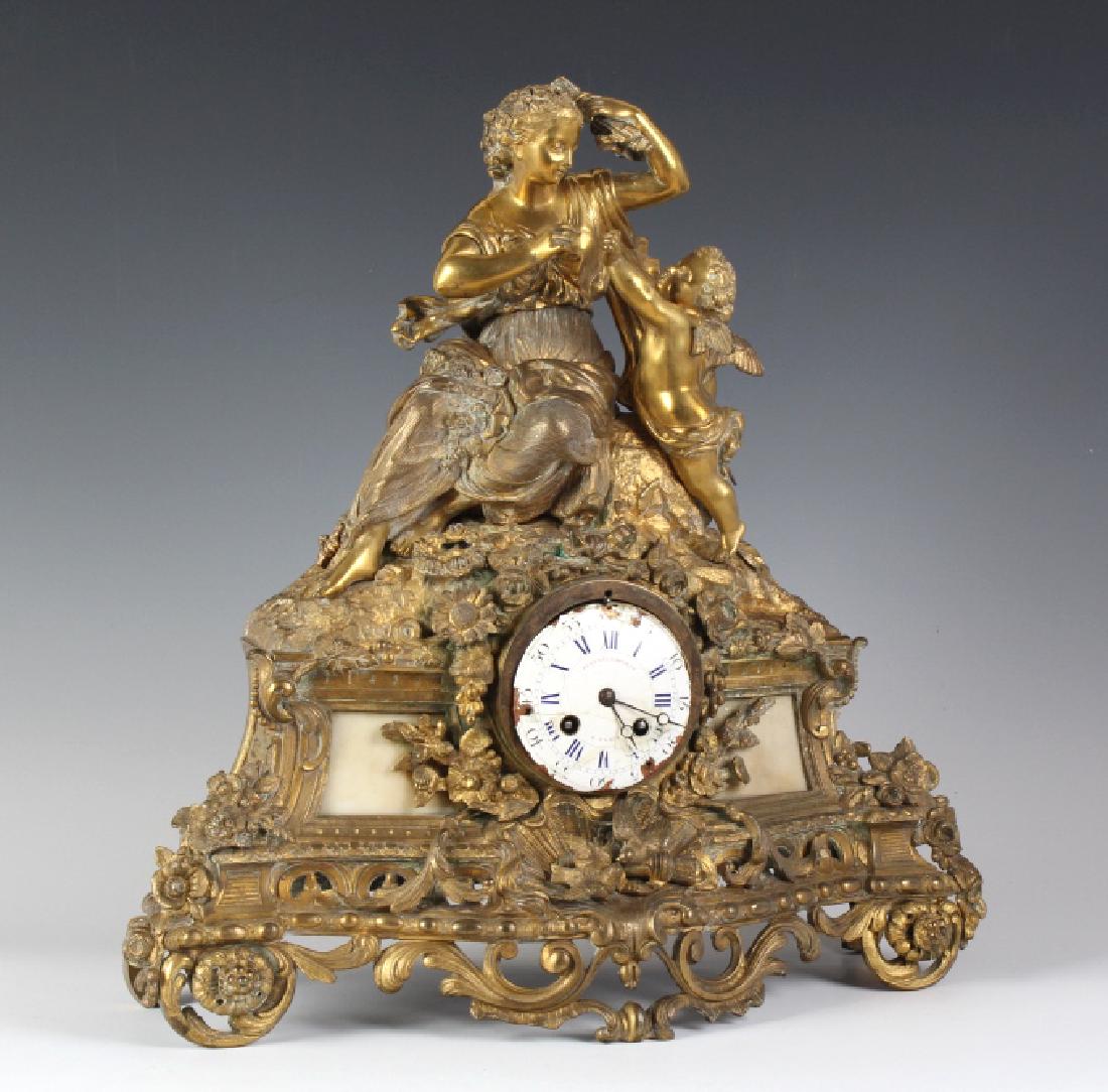 Antique 19c French Dore Bronze Ornate Mantle Clock (1 of 10)