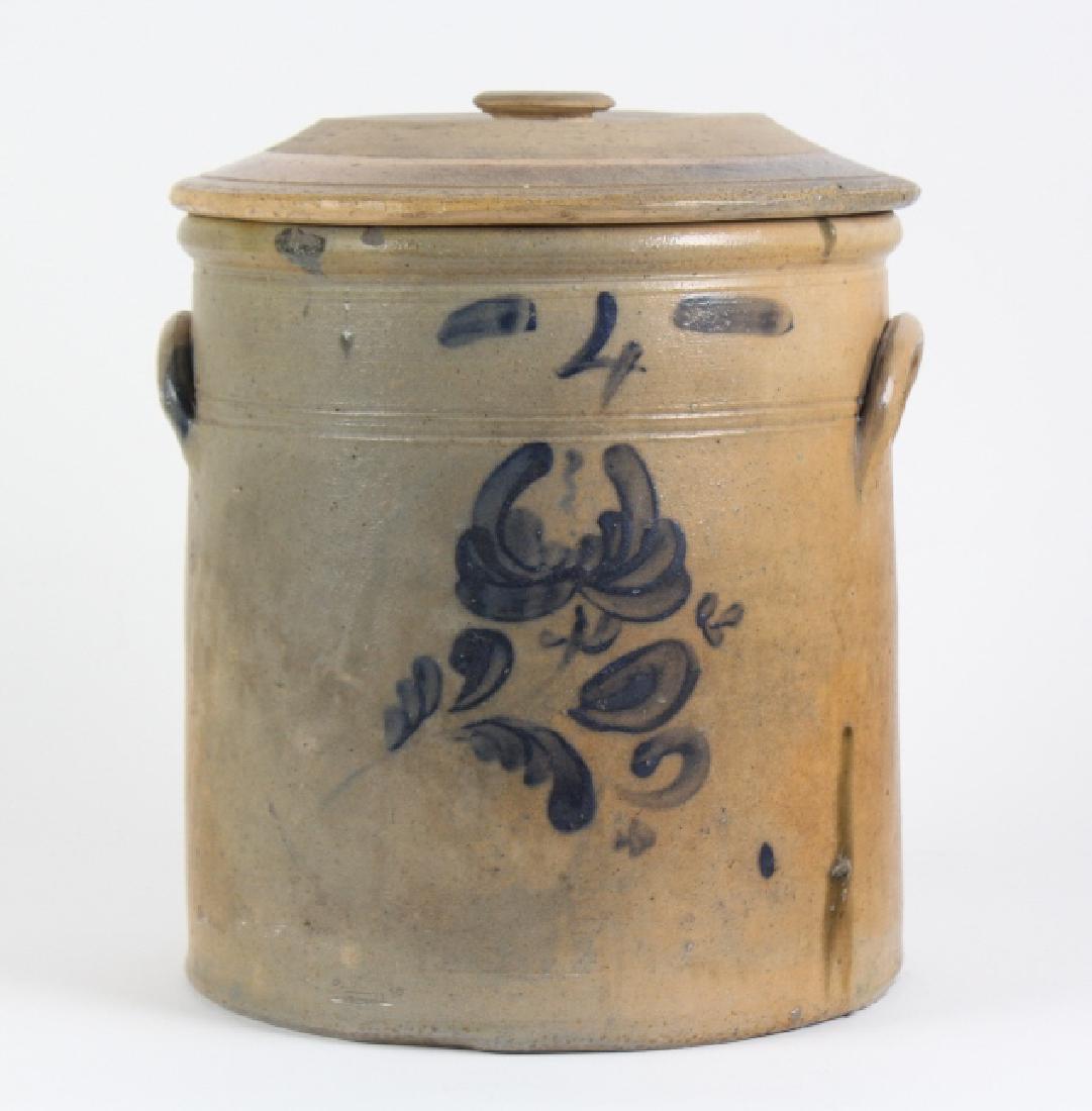 Salt Glaze Painted 4 Gallon Stoneware Jar & Lid (1 of 8)