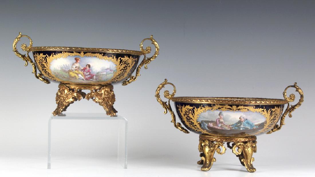 Pair of French Porcelain Bronze Mounted Bowls (1 of 8)