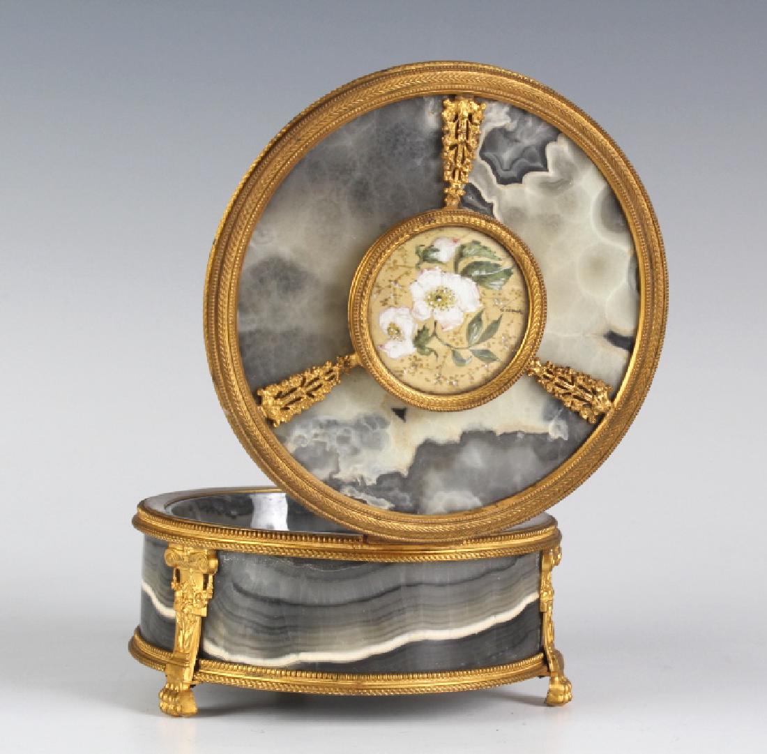 Antique French Dore Bronze Mounted Gray Agate Box (1 of 7)