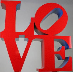 Robert Indiana (1928-2018) American LOVE Sculpture: Robert E (Clark) Indiana (1928 - 2018) LOVE, American Pop Art iconic Sculpture 3/5, Red / Blue. Circa late 20th Century. Born Robert Clark in New Castle Indiana, America in 1928, Robert Indiana