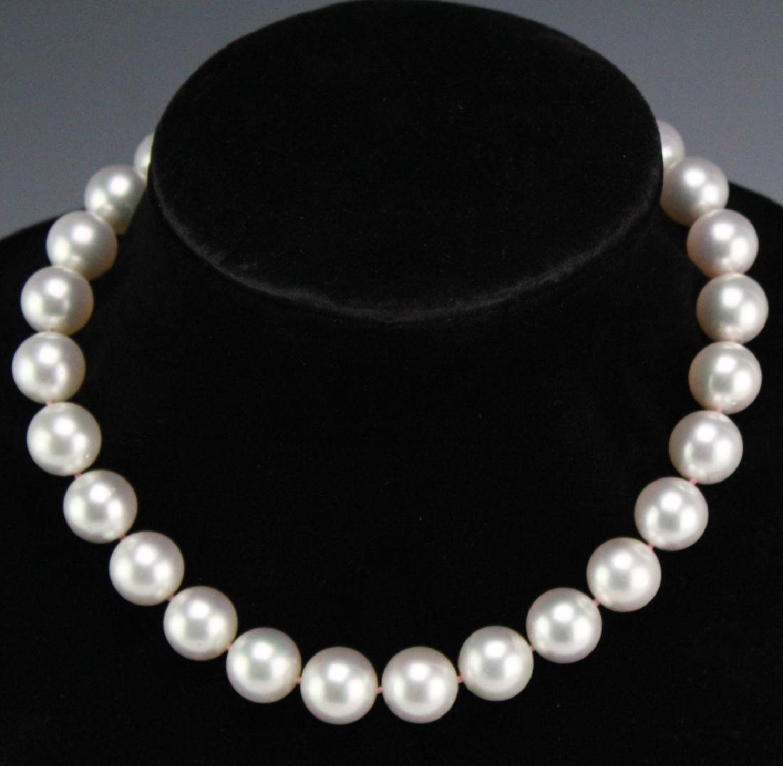 14mm South Sea Pearl & Diamond 18k Strand Necklace FINE (1 of 6)