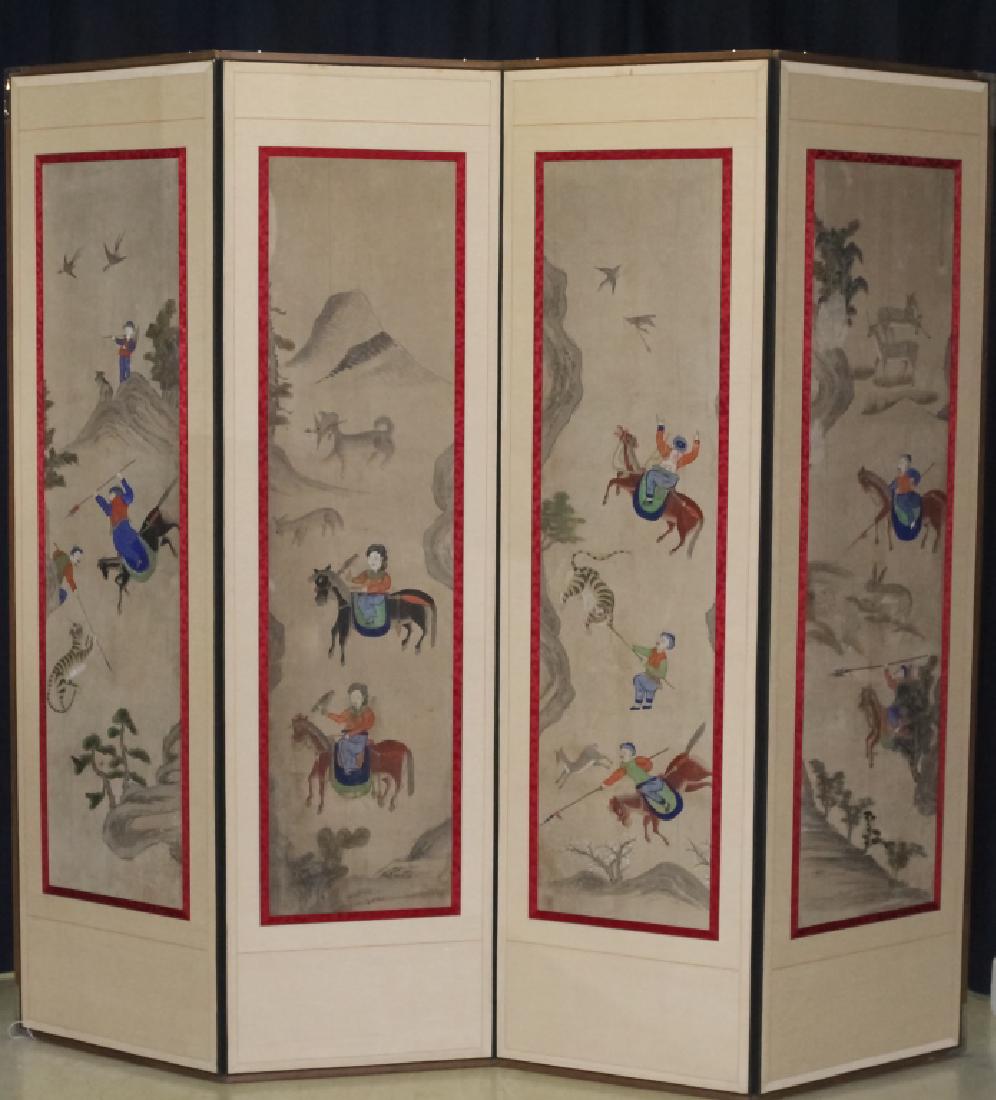 Korean 19C 4 Panel Hand Painted Screen BASS MUSEUM (1 of 10)