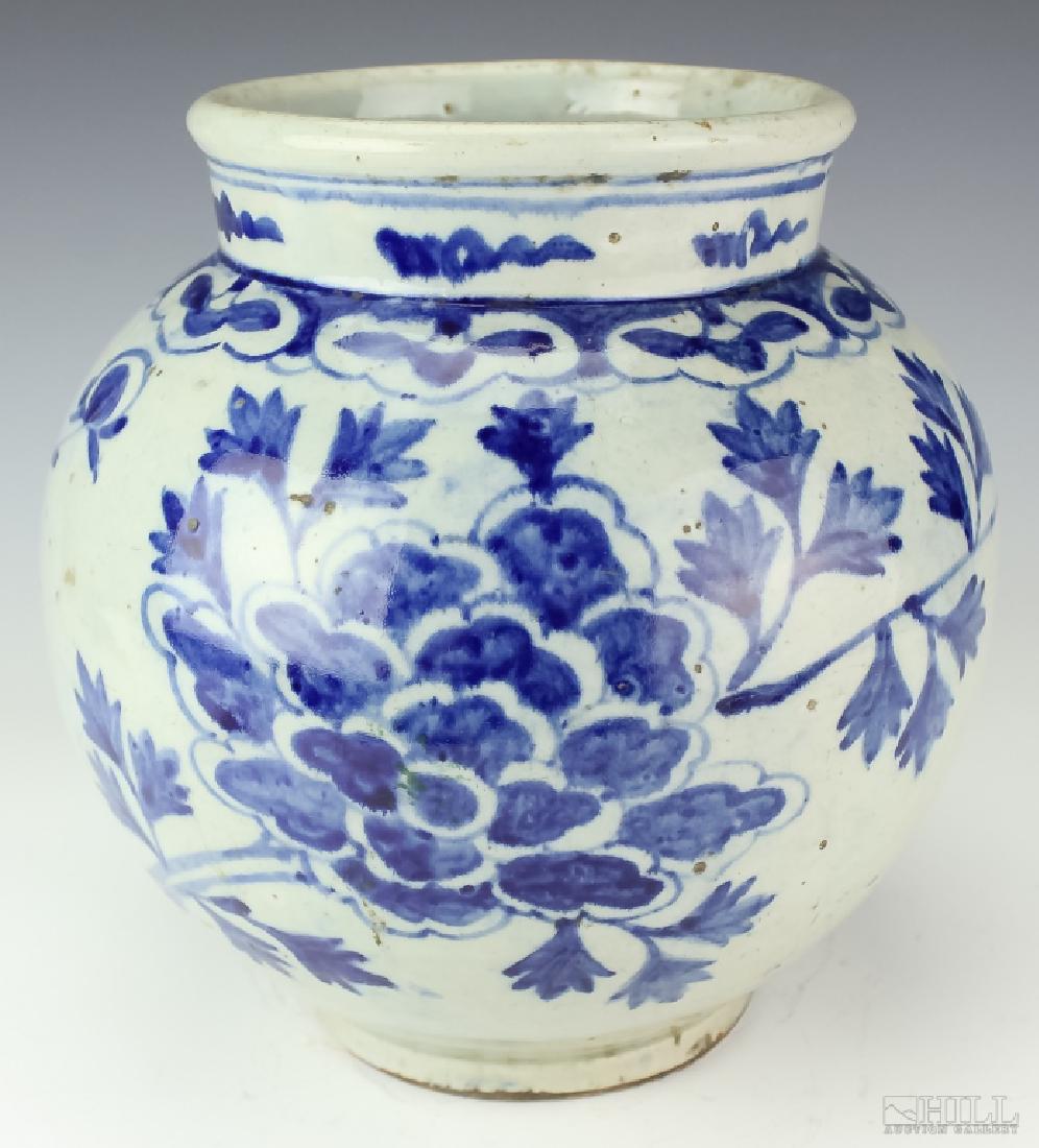 Korean Old Blue & White Stoneware Jar BASS MUSEUM (1 of 7)