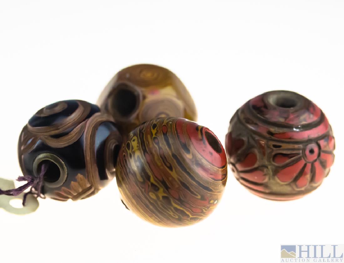4 Japanese Meiji Polychrome Lacquer Ojime Beads (1 of 7)