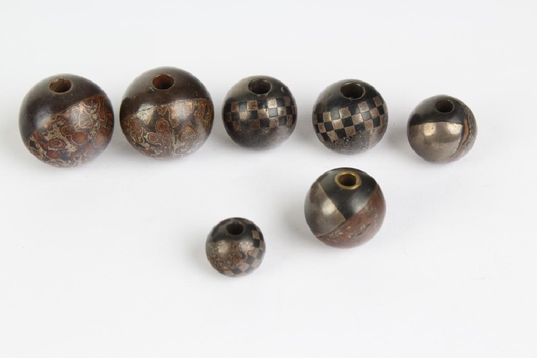 7 Japanese Meiji Period Mixed Metal Silver Ojime (1 of 5)