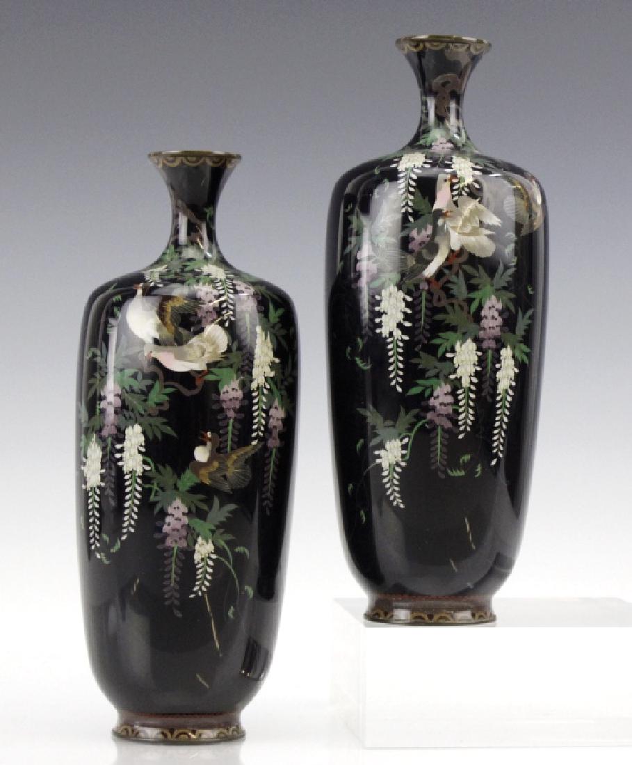 Japanese Pair Cloisonne Enamel Vase FINE QUALITY (1 of 10)