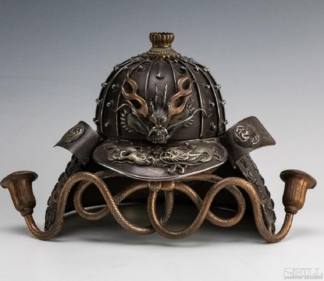 Japanese Meiji Era Samurai Warrior Helmet Koro Box (1 of 10)