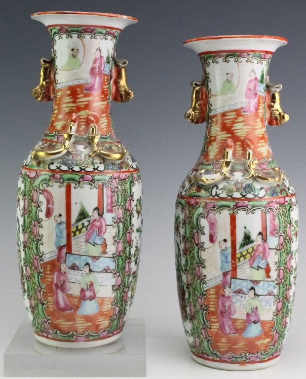 Chinese Export PAIR Rose Medallion Porcelain Vase (1 of 7)
