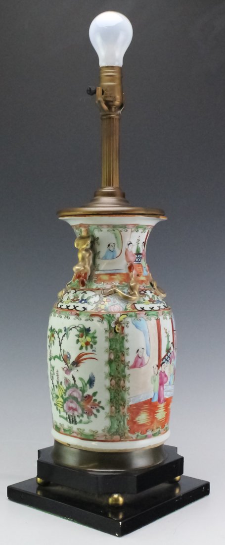 Chinese Export Rose Medallion Porcelain Vase Lamp (1 of 7)