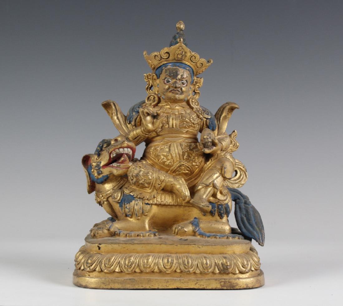 Nepalese Gold Gilt Seated Bronze Deity Rat Statue (1 of 8)