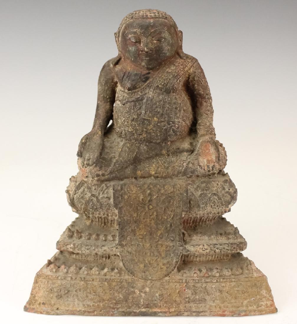 Nepalese Old Bronze Buddha Hotei Lotus Sculpture (1 of 5)