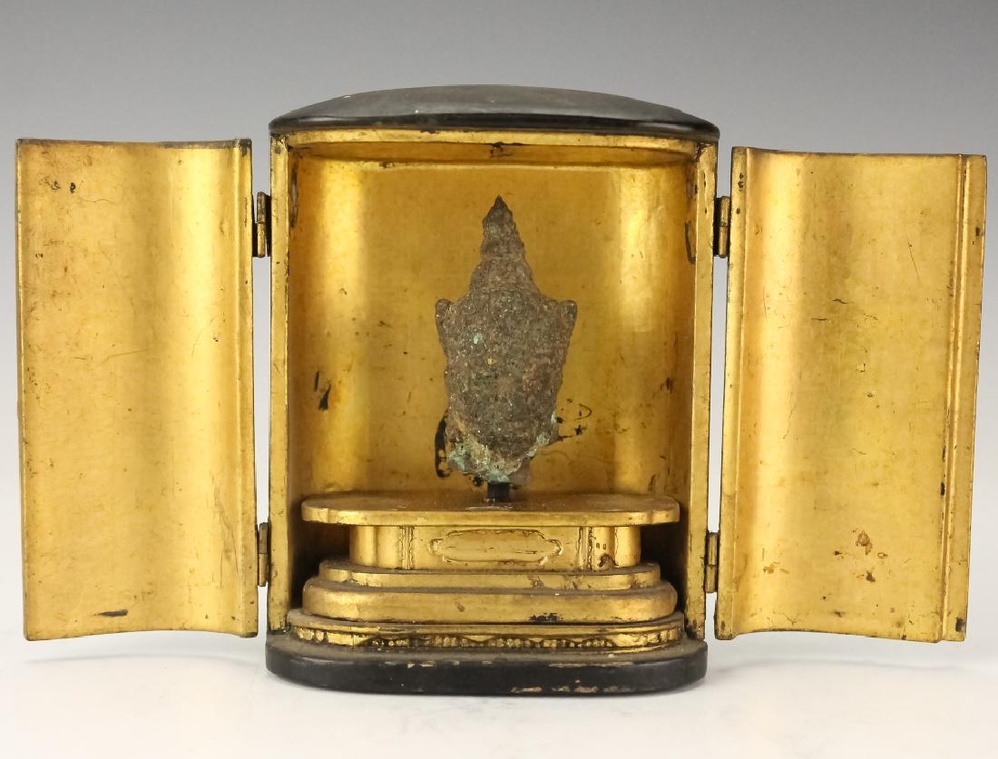 Asian Antique Old Travelling Buddha Shrine Statue (1 of 8)