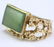 Chinese Green Jade Brutalist 14k Gold Ring Sz 7