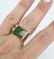 Chinese Green Jade Brutalist 14k Gold Ring Sz 7 - 2