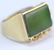 Chinese Green Jade Brutalist 14k Gold Ring Sz 7 - 3