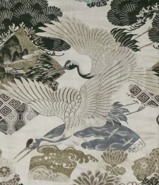 Chinese 13 Foot Long Embroidered Silk Crane Panel (1 of 6)