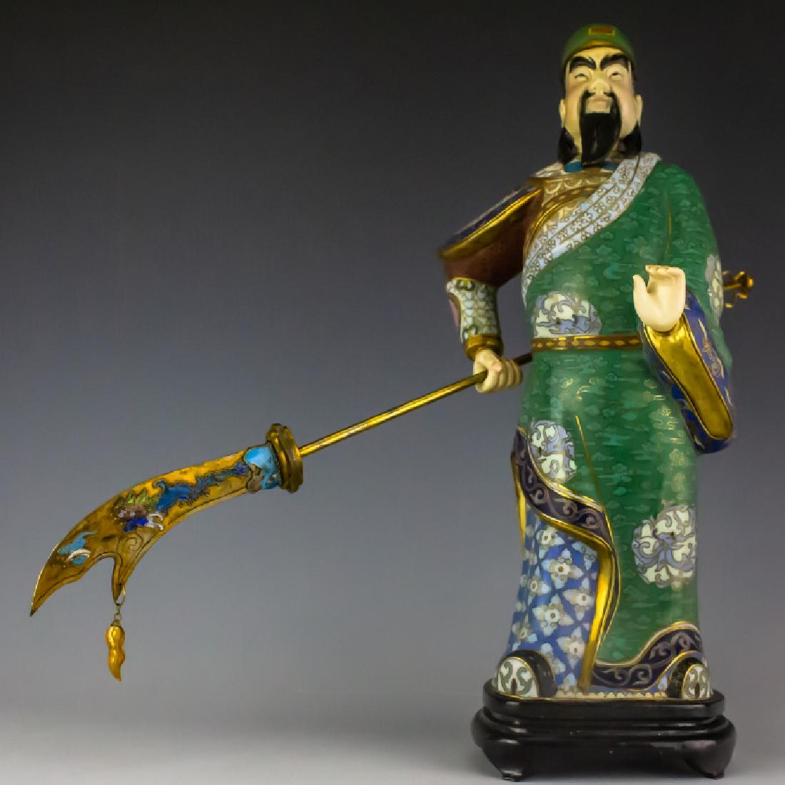 Chinese Export Cloisonne Enamel Warrior Statue 15" (1 of 6)