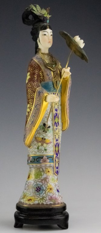 Chinese Export 9" Cloisonne Female Beauty Statue (1 of 5)