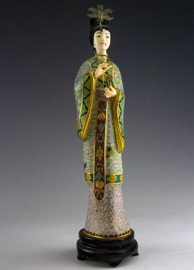 Chinese Export 9" Cloisonne Enamel Beauty Statue (1 of 5)