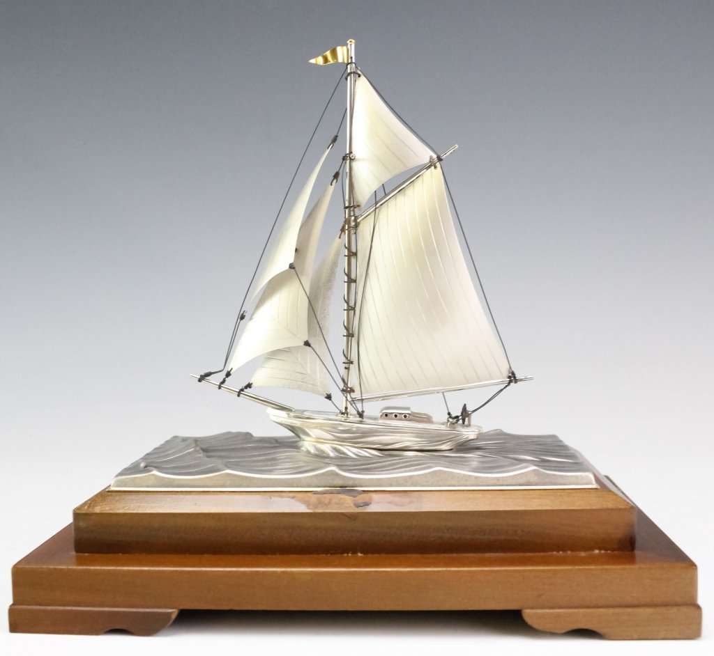 Seki Takehiko Fine Silver Sailboat Ship Sculpture (1 of 8)