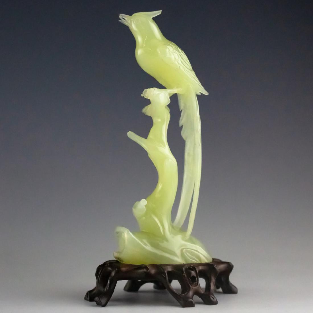 Chinese Carved Hetian Celadon Jade Bird Sculpture (1 of 5)