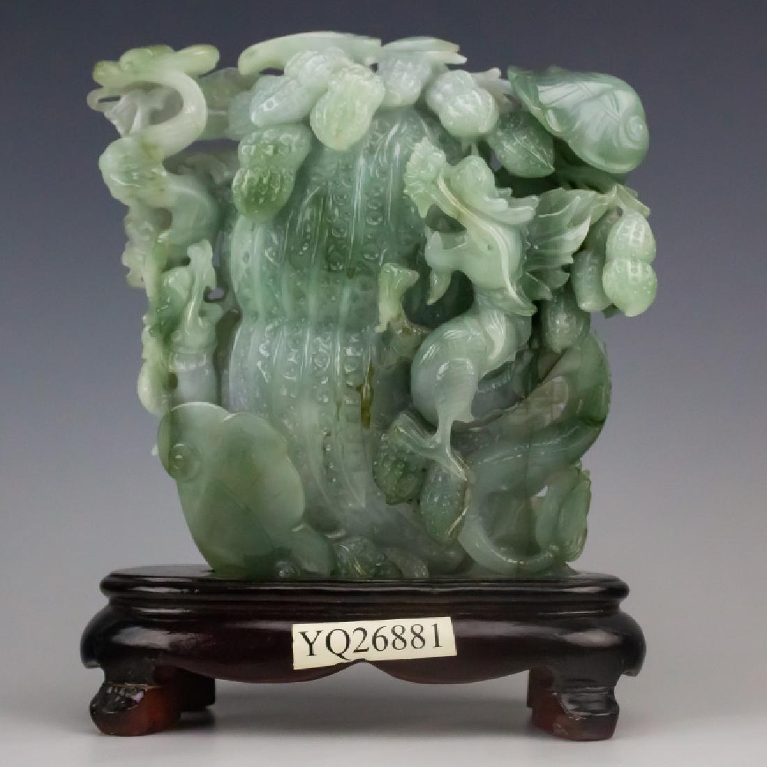 Chinese Carved Jade Hardstone Dragon Peanut Statue (1 of 6)