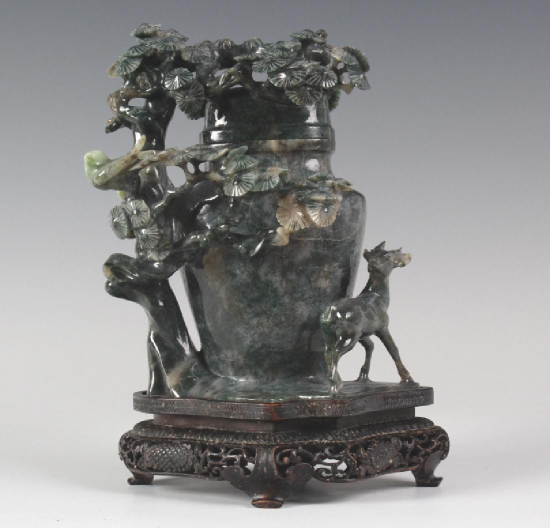 Chinese Carved Green Jade Type Hardstone Urn Vase (1 of 5)