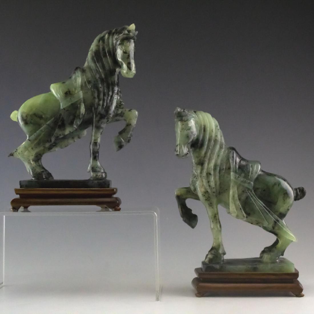 Chinese PAIR Carved Hetian Jade Hardstone Horses (1 of 5)