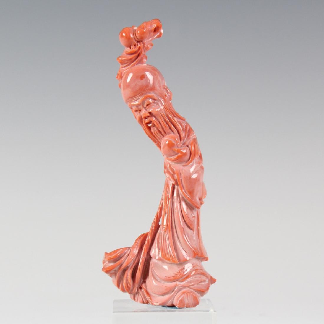 Chinese Fine 5" Salmon Red Coral Wise Man Statue (1 of 7)
