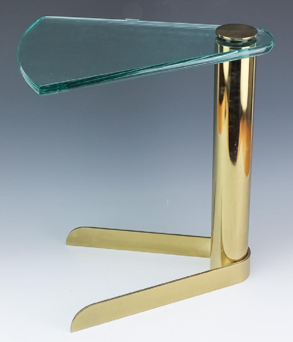 Mid Century Modern PACE Wedge Glass Brass Table (1 of 5)