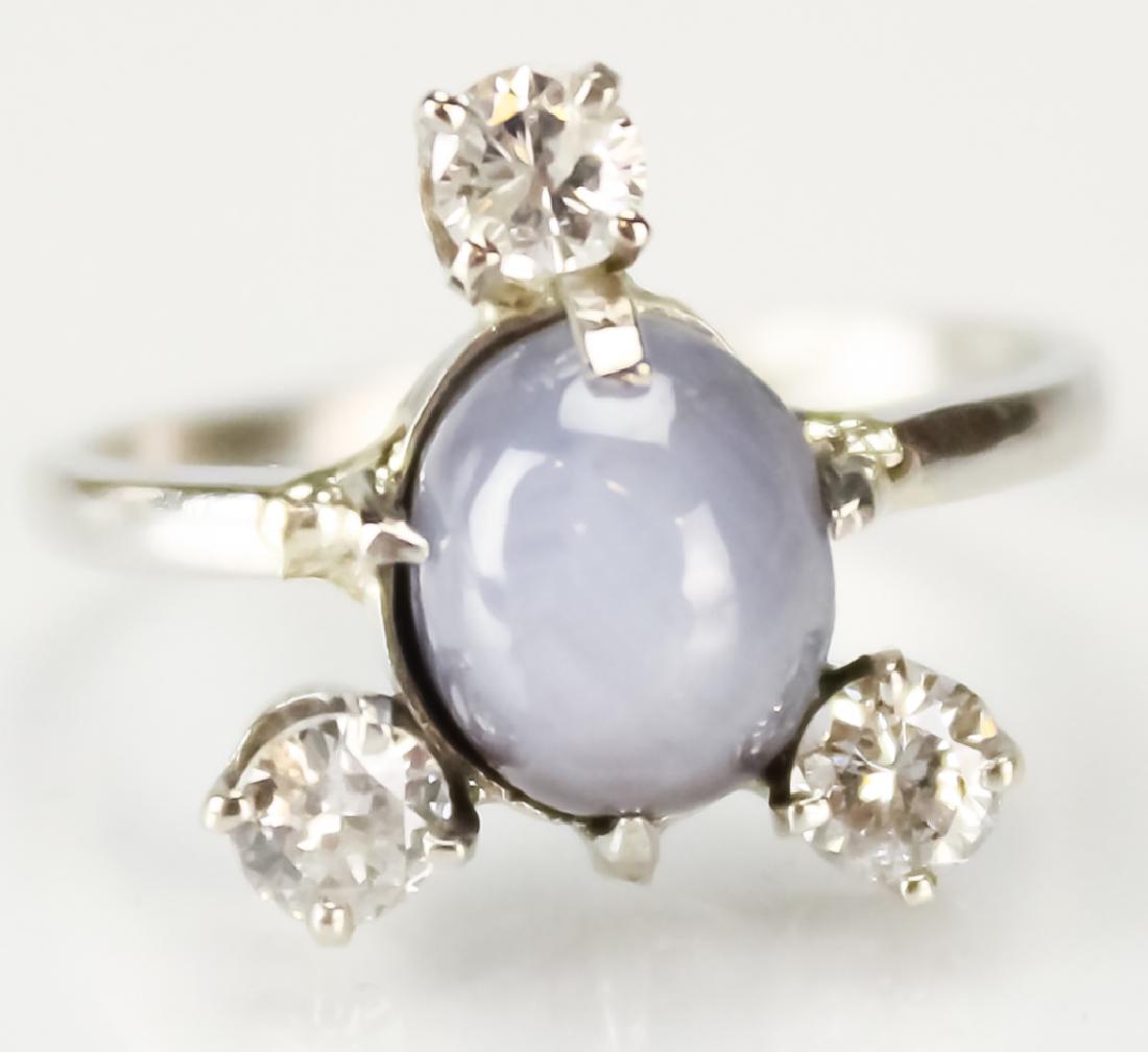 Blue Star Sapphire Diamond Gemstone, Platinum Ring (1 of 5)