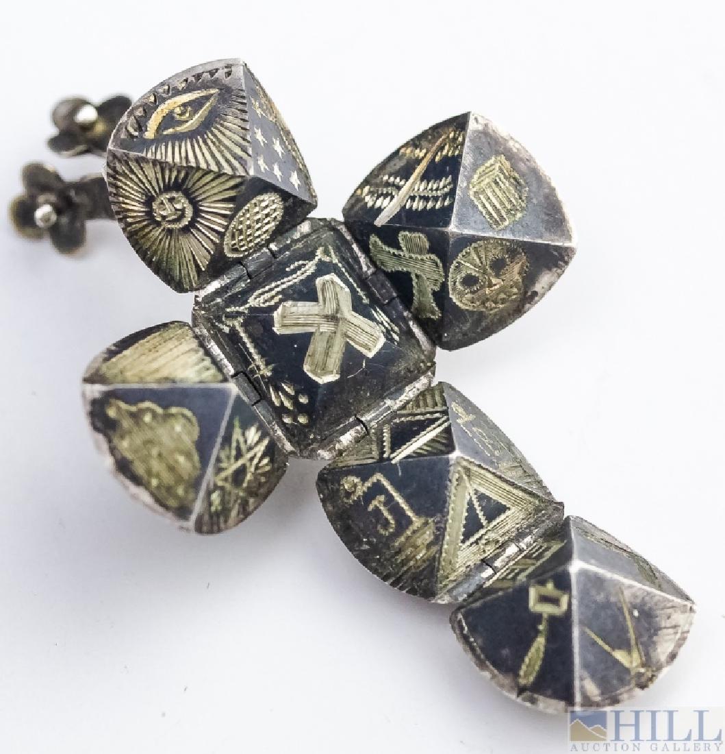 Masonic Silver Cross & Ball Orb Charm Pendant (1 of 10)