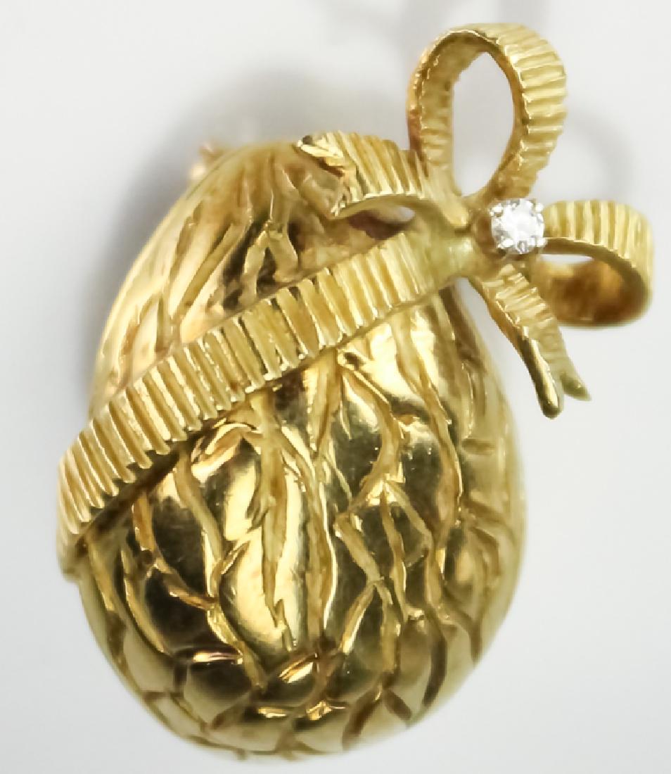 Signed Cartier 18k Diamond Ribbon Almond Brooch (1 of 6)